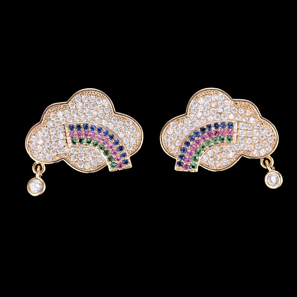 

SISCATHY 18*17MM Personality Cloud Shape CZ Cubic Zirconia Earrings Fashion Jewelry Gold Silver Earrings For Women Girls