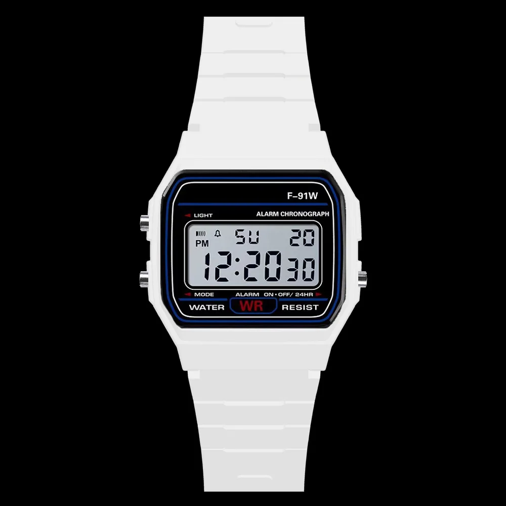 Женские Мужские часы унисекс, черные винтажные светодиодный часы, цифровые спортивные военные наручные часы, электронные цифровые подарочные часы для мужчин и женщин - Цвет: Белый