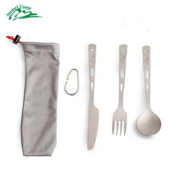 

Titanium Tourist Tableware All Polish Camping Cookware cookout Kitchen Utensils Spoon Fork Dishes Tourism Picnic Set