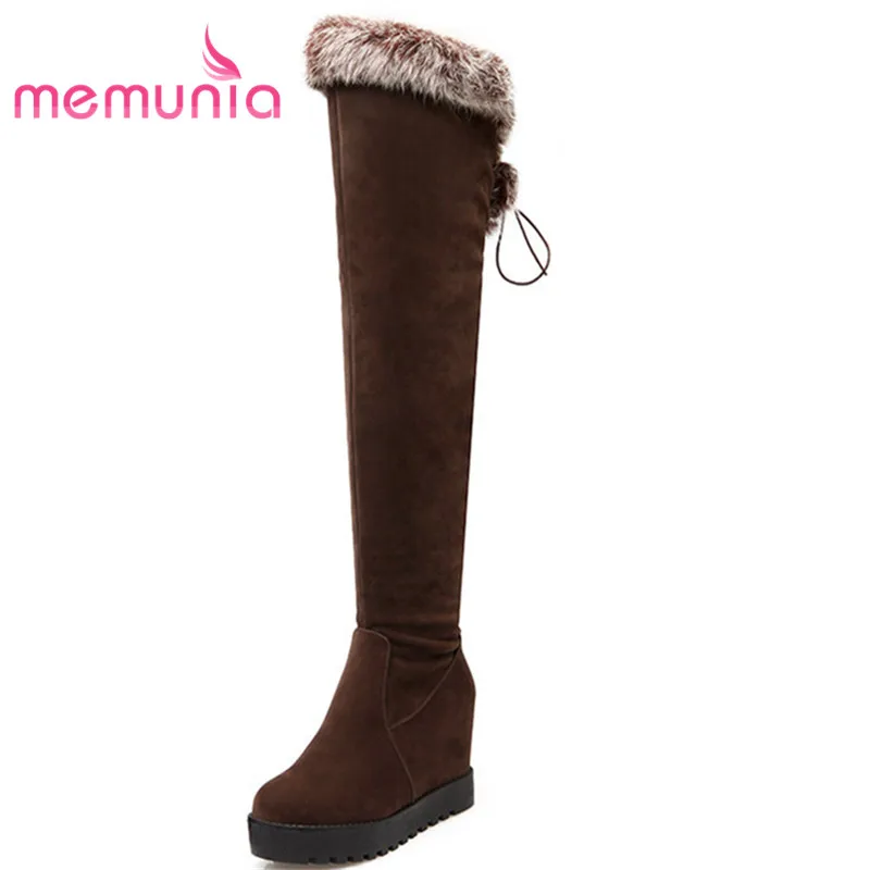 

MEMUNIA new arrive 2020 over the knee boots elegant narrow band fashion boots extreme high heels faux fur winter boots