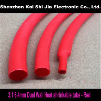 

10Meters 6.4mm Red 3:1 Ratio Dual wall Adhesive Lined Waterproof Heat Shrink Tubing + Free shipping