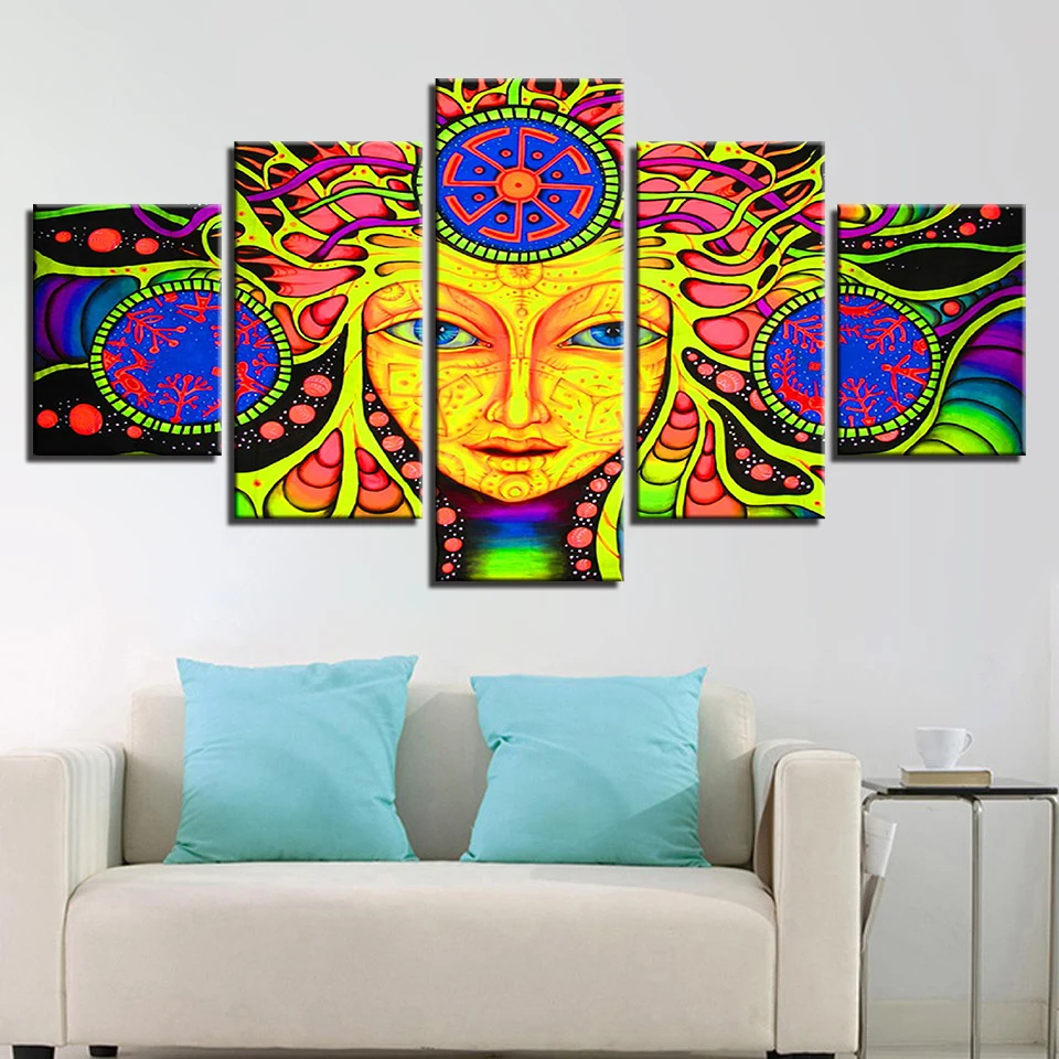 Canvas Paintings Wall Art Home Decor Living Room 5 Pieces Psychedelic