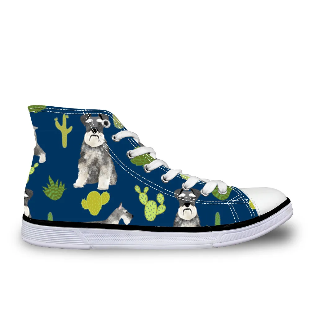 

2018 Women Vulcanize Shoes Schnauzer Printed for Ladies Casual Shoes Lace-Up High Top Canvas Shoes Sneakers Woman