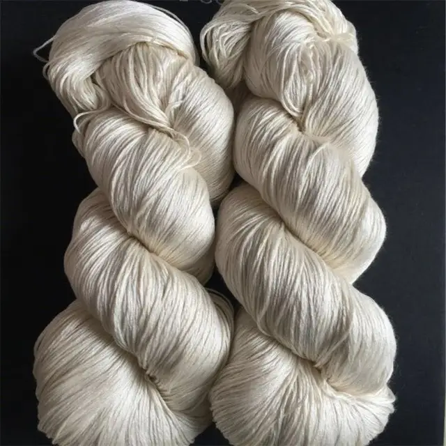 Buy pure silk yarn undyed silk yarn natural 100 mumberry silk hand knitting