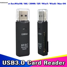 Kebidumei 5 Гбит/с мини USB 3,0 Micro MicroSD SDXC SD карта TF кардридер 2 в 1 USB 3,0 SD/Micro SDXC SD HC считыватель карт памяти