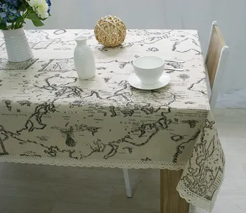 

Table Cloth World Map High Quality Lace Tablecloth Decorative Elegant Table Cloth Linen Table Cover