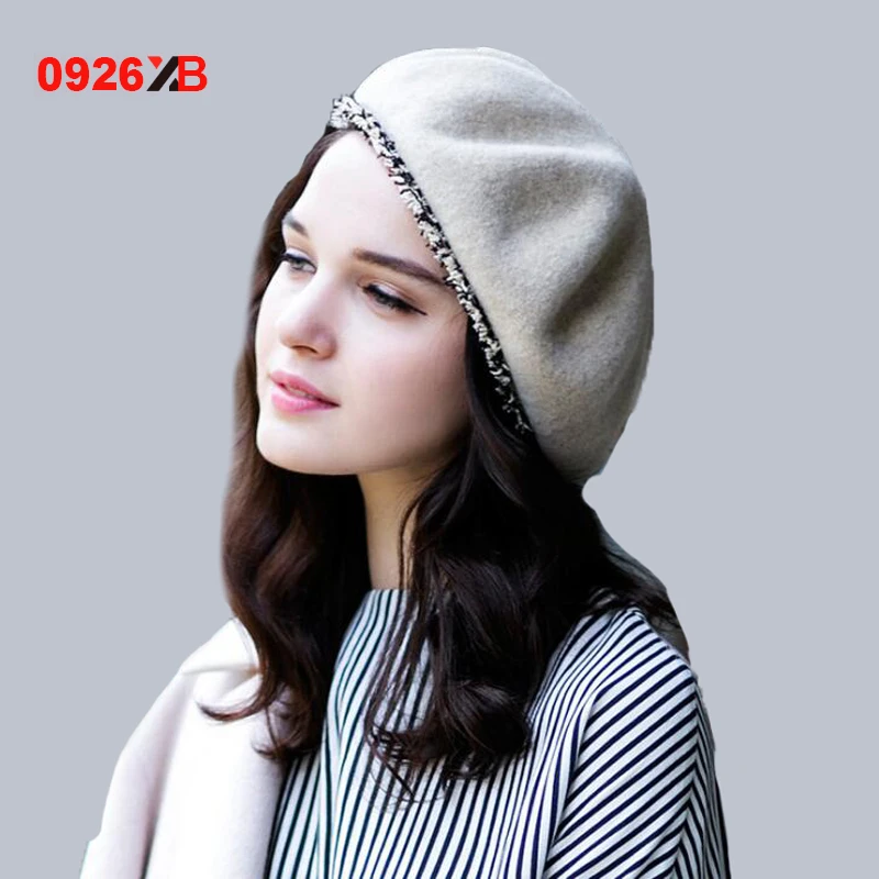 Wool Ladies Winter Beret - 90% Wool 10% Nylon, 11 Inch Diameter, Classic French Style With Stem