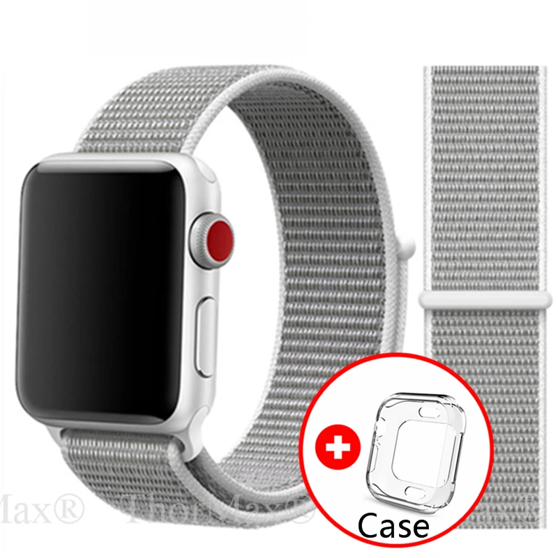

New Woven Nylon Sport Loop band With Case for Apple Watch Series 4 44mm 40mm strap watchband for iWatch 42mm 38mm Series 4 3 2