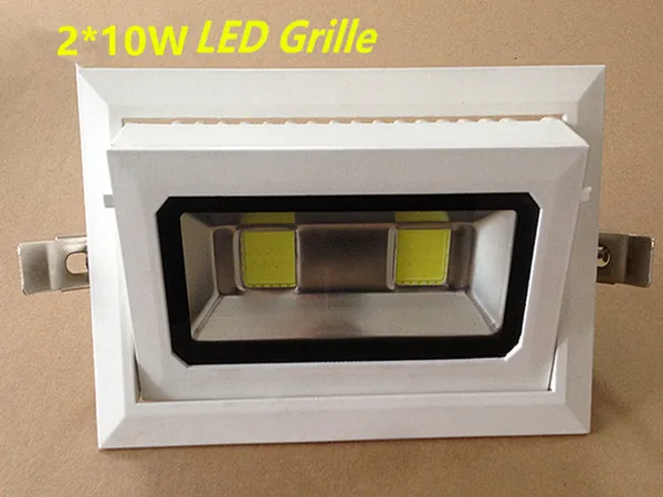 

10pcs/lot 20W Rotatable Rectangle COB LED Downlight Recessed Die-cast aluminum Grille white paint shell AC110V220V230V
