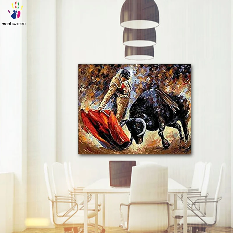 

DIY colorings pictures by numbers with colors The bull picture drawing painting by numbers framed Home