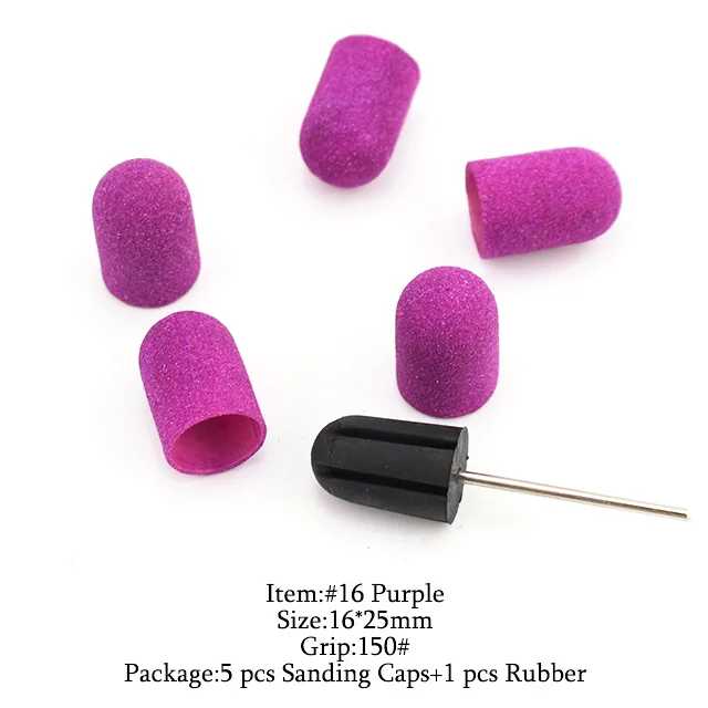 5 шт. фиолетовый пластиковый шлифовальный колпачок Электрический песочный блок с ручкой для педикюра, полировка, аксессуары для ухода за ногами, инструменты для кутикулы - Цвет: z-5