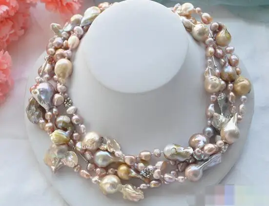 

song voge gem nanJ0705 4row lavender BAROQUE/round KESHI REBORN PEARL NECKLACE