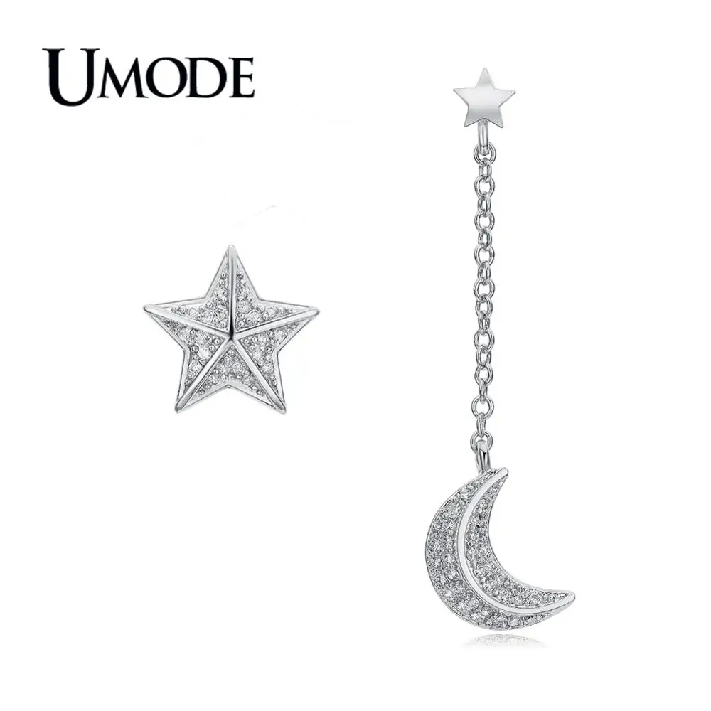UMODE новые модные серьги-капли с кристаллами в виде звезды и Луны для женщин