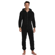 Pijama de una pieza con capucha y forro polar para hombre y adulto, ropa para dormir, para dormir, con capucha
