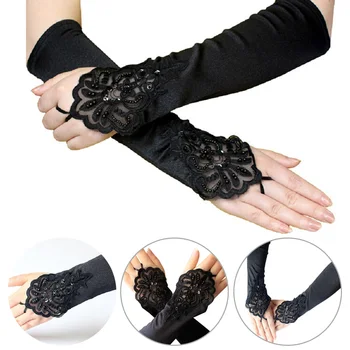 

1 Pair Exotic Flowers Sexy Lace Gloves Elbow Length Gloves Fingerless Mesh Fishnet Harness Gloves