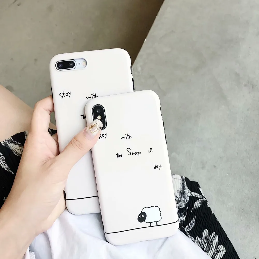 

ORYKSZ For iphone X Case Cartoon Sheep Patterned Phone Silicone Soft Tpu Glossy Cases For iphone 6 6S 7 7plus 8 8plus Back Cover