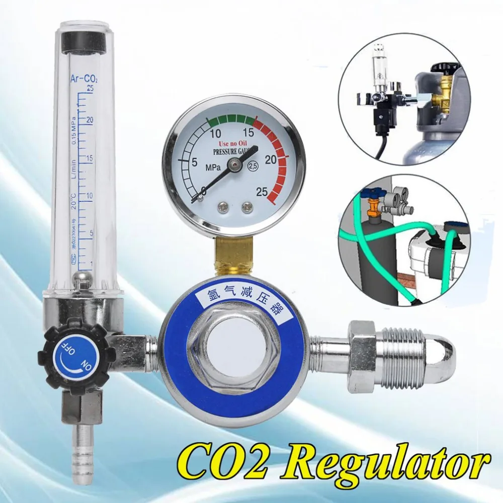 

Argon Flow Meter CO2 Pressure Gas Flow Regulator AR Reducer Pressure Gas Flowmeter Welding Gauge Welder G5/8-14 Inlet Thread