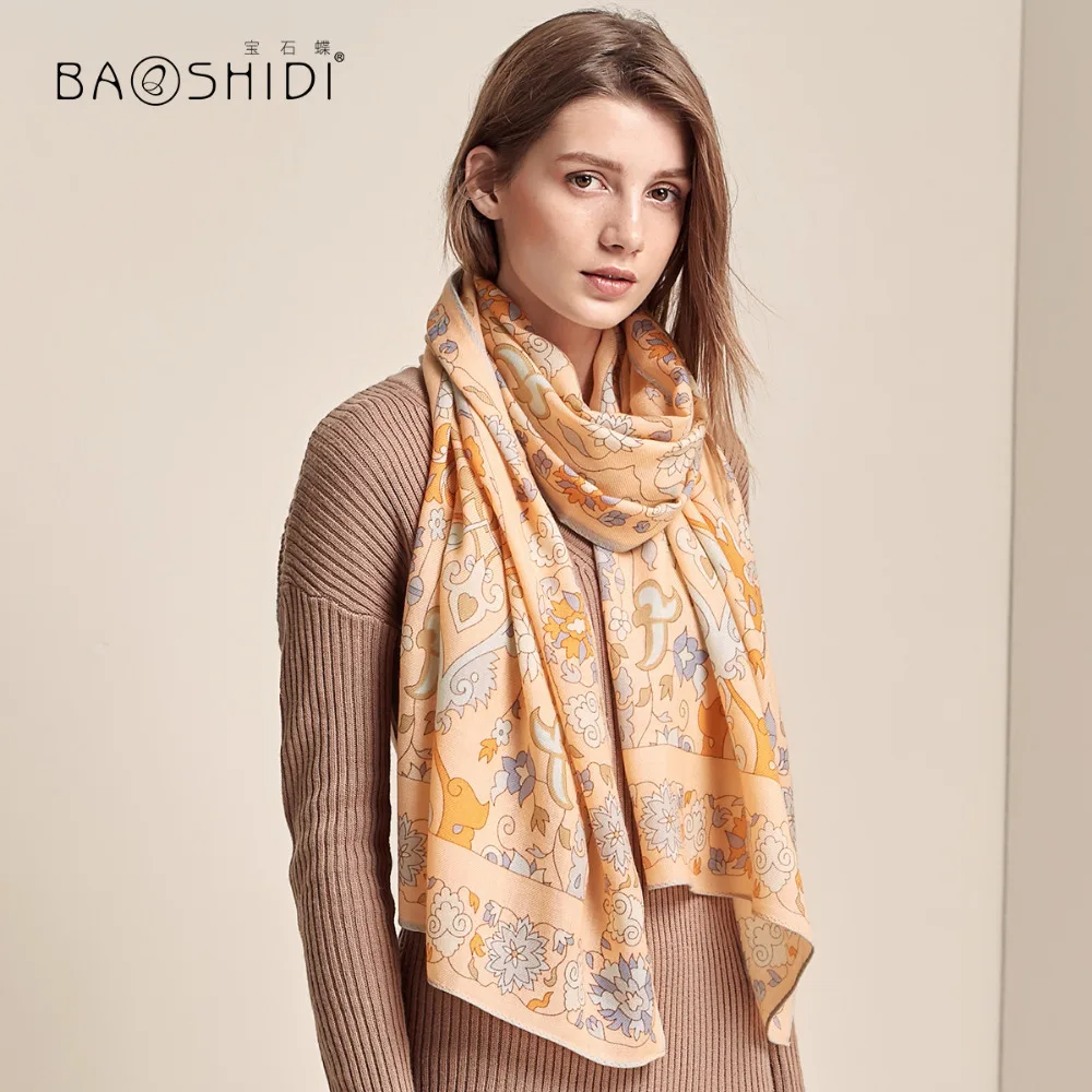 [BAOSHIDI] модный дизайнерский шарф, длинный женский шарф из шерсти, элегантная теплая шаль, женская зимняя мягкая бандана