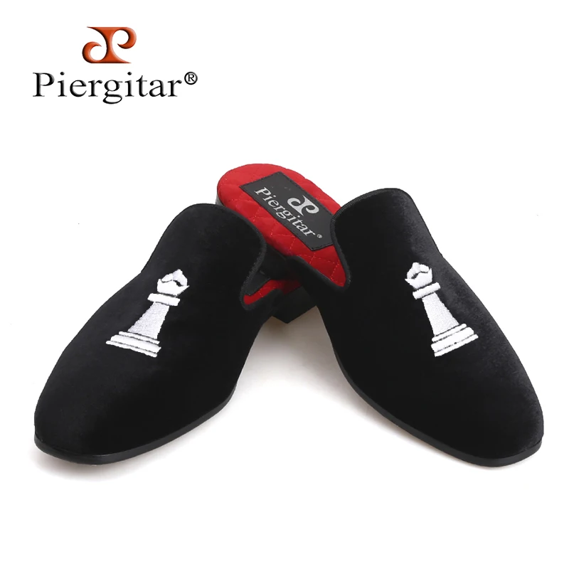 Piergitar/Новинка года; дизайнерские женские бархатные Тапочки ручной работы; обувь для влюбленных пар с вышивкой в шахматы