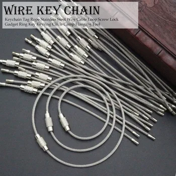 

Stainless Steel Wire Cable Loop Screw Lock Gadget Ring Key Keyring Circle Camp 10Pcs 1.5mm 10Pcs 1.5/2mm Keychain Tag Rope