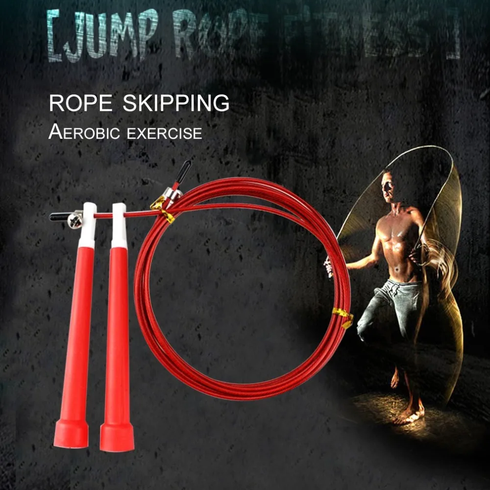 

2018 Hot 3m Steel Wire Speed Skipping Jump Rope PVC Handle Adjustable Skip Rope Fitness Training Exercise Equipment
