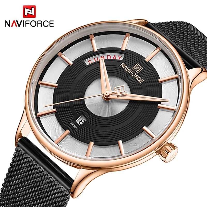 

NAVIFORCE Top Brand Luxury New Men Watch Mens Watches Quartz Clock Male Sport Steel Mesh belt Wrist Watch relogio masculino 2019