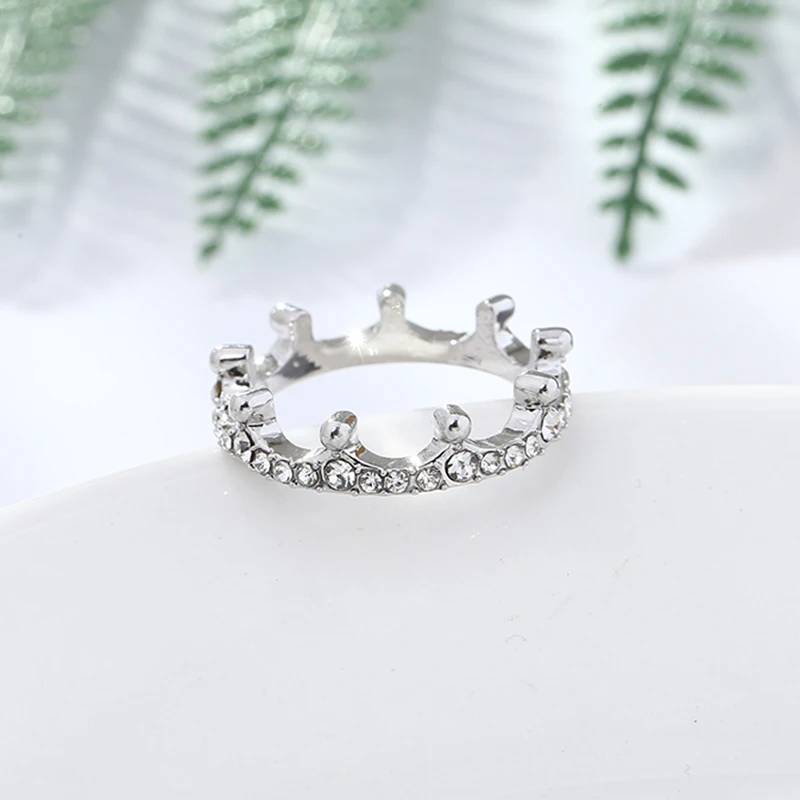 Boosbiy Высокое качество Кристалл кольцо в форме короны серебряные золотые кольца для женщин Свадебная Модная бижутерия для помолвки подарок
