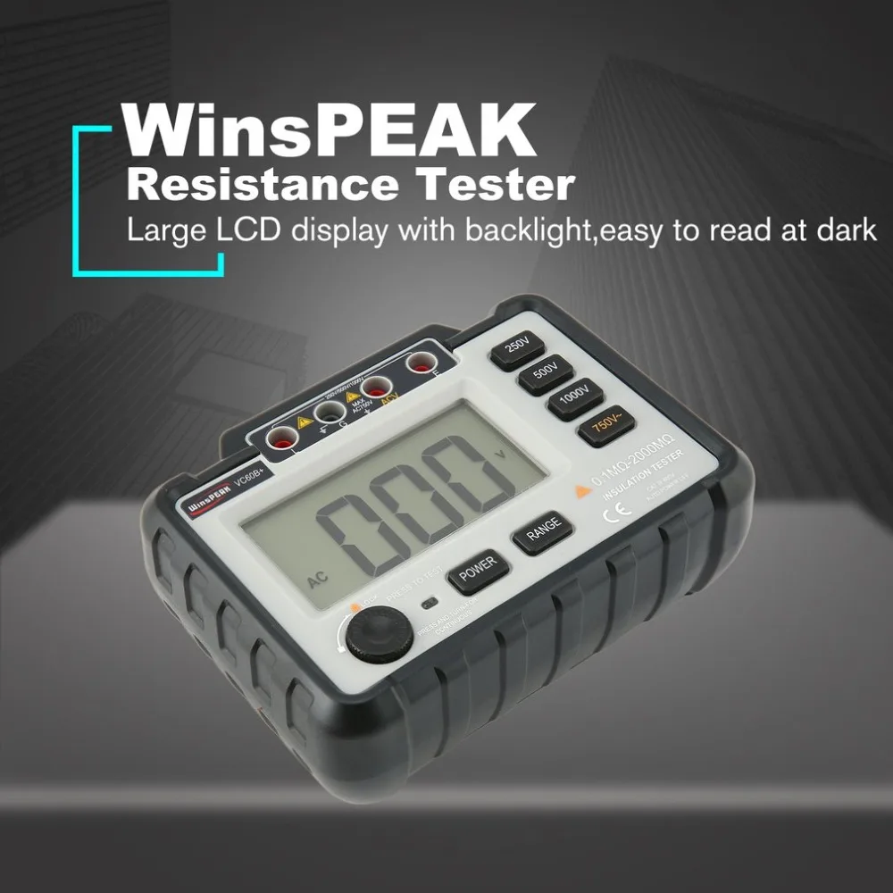 

WinsPEAK VC60B+ Digital Insulation Resistance Tester Earth Ground Meters Megger Megohmmeter Portable Volt Voltmeter Multimeter
