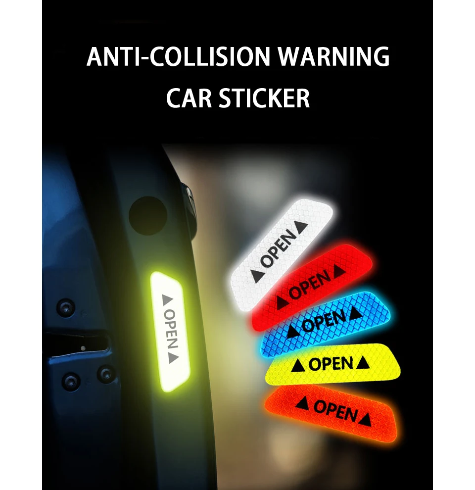 Car Sticker Stickers Car Reflective Sticker OPEN Reflective Tape Warning Mark Open Notice Accessories Car-styling Safety Mark