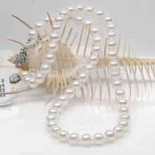 Природный 1" редкий 10- 11 мм AAA+ белый круглый жемчужное ожерелье