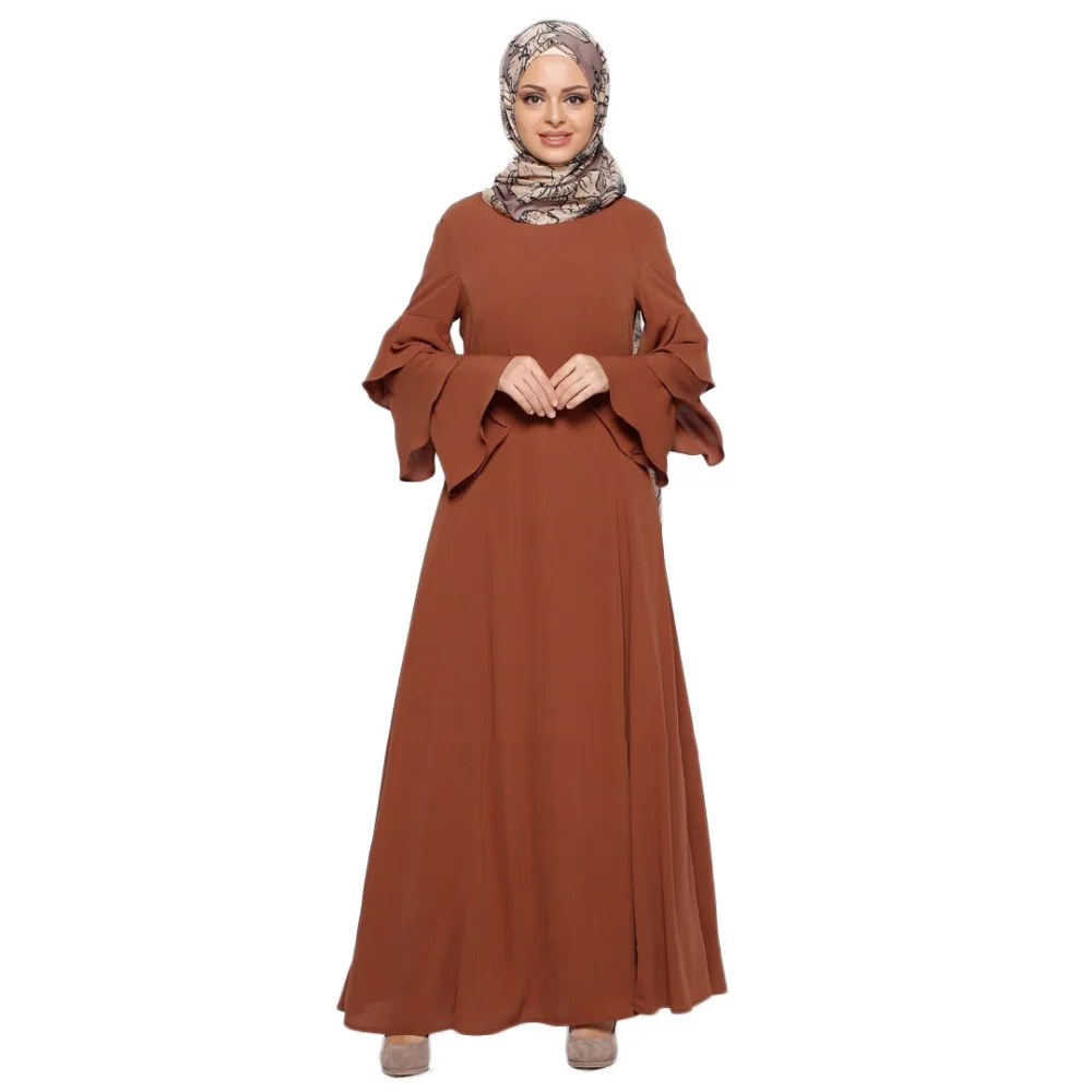 Women Ruffles Butterfly Sleeve Turkish Islam Musulmane Abaya Maxi Dress Arab Robes Middle East Ramadan Prayer Worship Service |