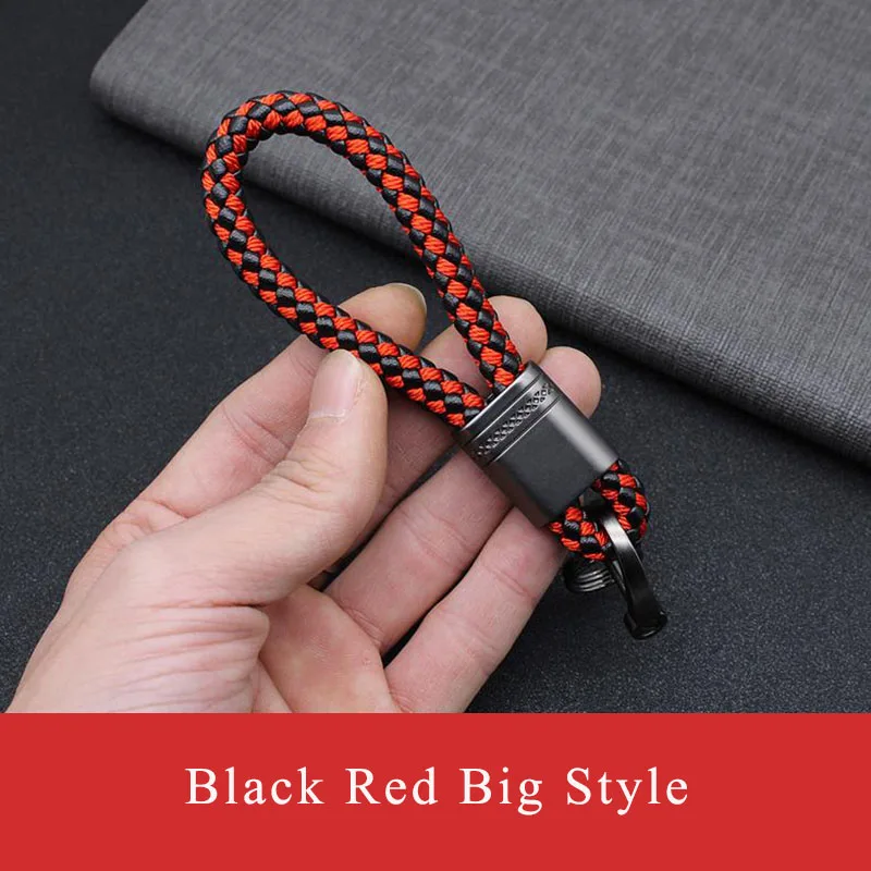 BLA высококачественный ручной тканый брелок для мужчин и женщин, кожаная сумка для автомобиля, брелок для ключей, брелок для ключей, подвеска, подарок, аксессуары Z30 - Цвет: black red L