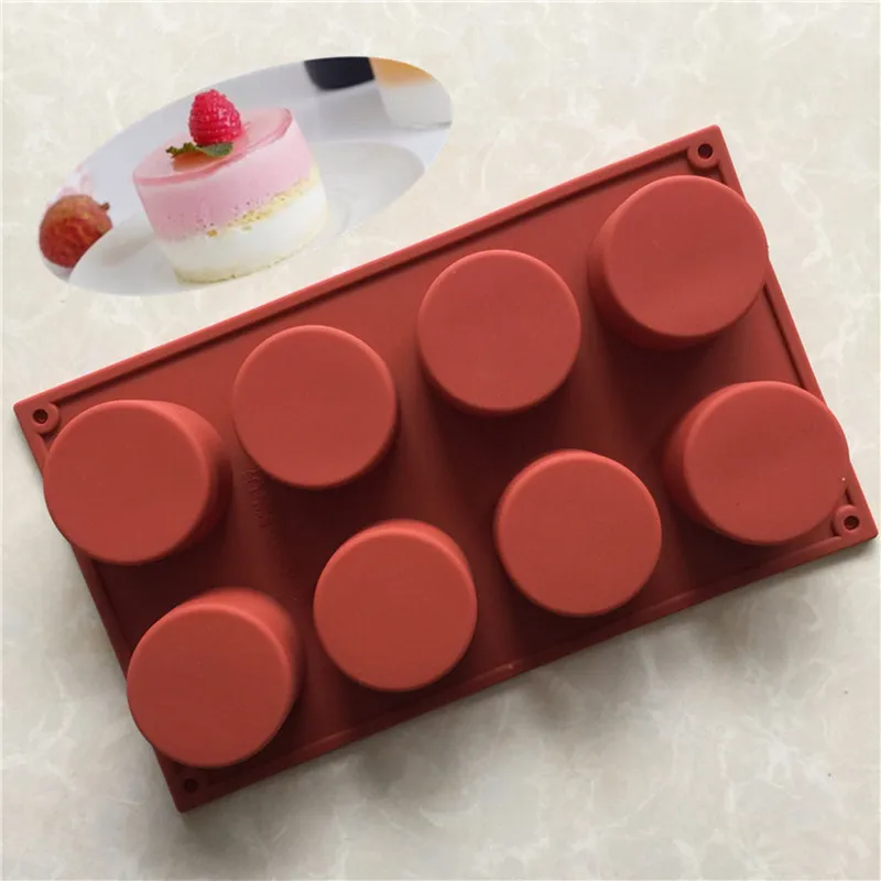 

8 Holes Round Shape Silicone Cake Tool 3D Handmade Cupcake Jelly Pudding Cookie Mini Muffin Soap Maker DIY Baking Tools