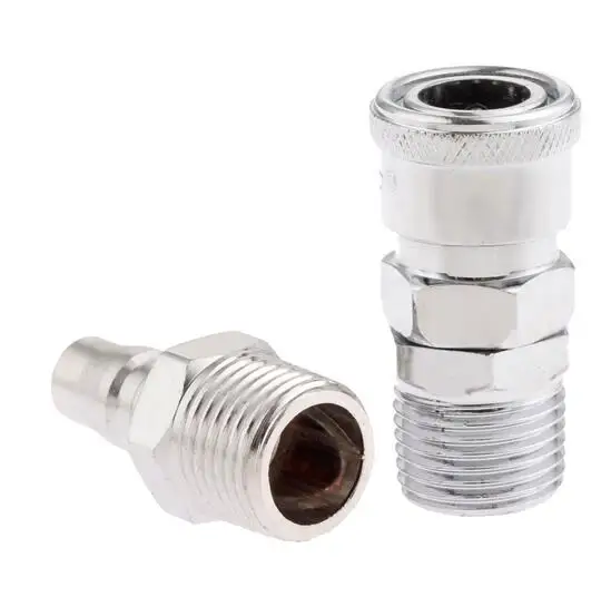 

2Pcs Pneumatic Parts Euro Air Line Hose Compressor Connector Quick Release 1/2" BSP Male Thread Coupler Fitting Connector