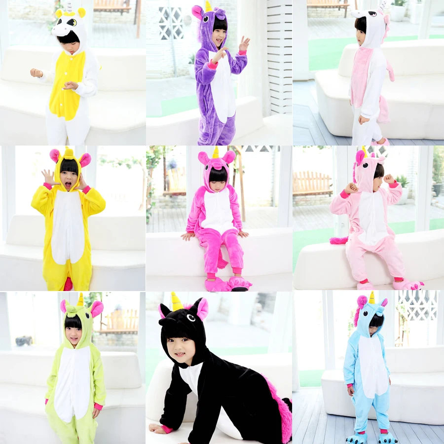 

Girls Boys Kigurumi Winter Children unicorn Flannel Animal pajamas Kid Clothes Cute pyjamas Hooded Romper Sleepwear 4 -12 Years