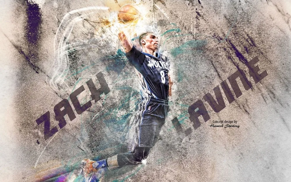 

0010B Zach LaVine Basketball Star-Wall Sticker Silk Poster Light Canvas Decoration