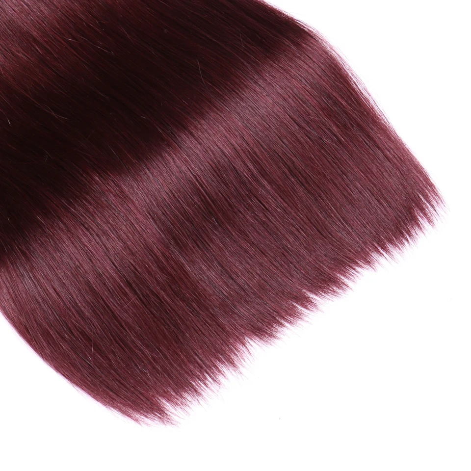 Chloe Pre-Colored Brazilian Straight Hair 99J Burgundy 3 Pcs/lot Colored Hair Bundles Non-Remy 10-26 Inches