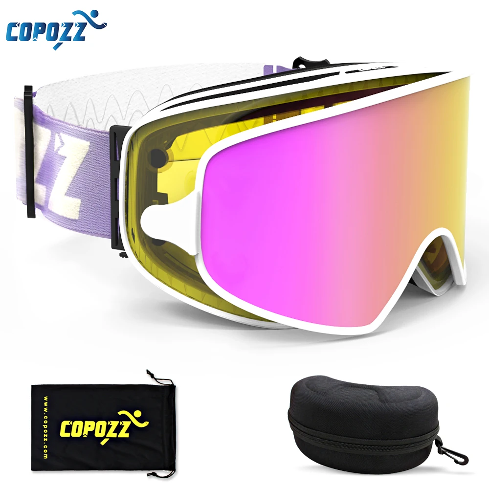 COPOZZ 2 in 1 Ski Goggles with Case 2 Lenses for Night Skiing Ski Mask Anti fog UV400