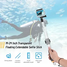 14-24 дюймов прозрачное полированное листовое расширение шест палка для селфи с зажим с пультом дистанционного управления для GoPro Hero 5/4/3+/3/2 для экшн-камеры Xiaoyi SJ4000