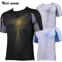 WEST BIKING, фирменный дизайн, мужские быстросохнущие футболки с круглым вырезом, мужской спортивный крутой Топ для велосипеда, бега, велоспорта, короткий рукав, Джерси