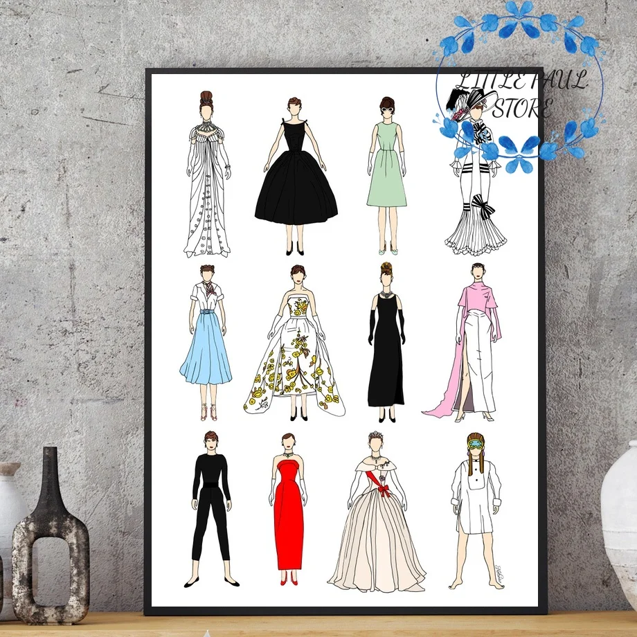 

Outfits of Audrey Hepburn Freddie Mercury Madonna Art Canvas Poster Wall Picture for Living Room No Frame