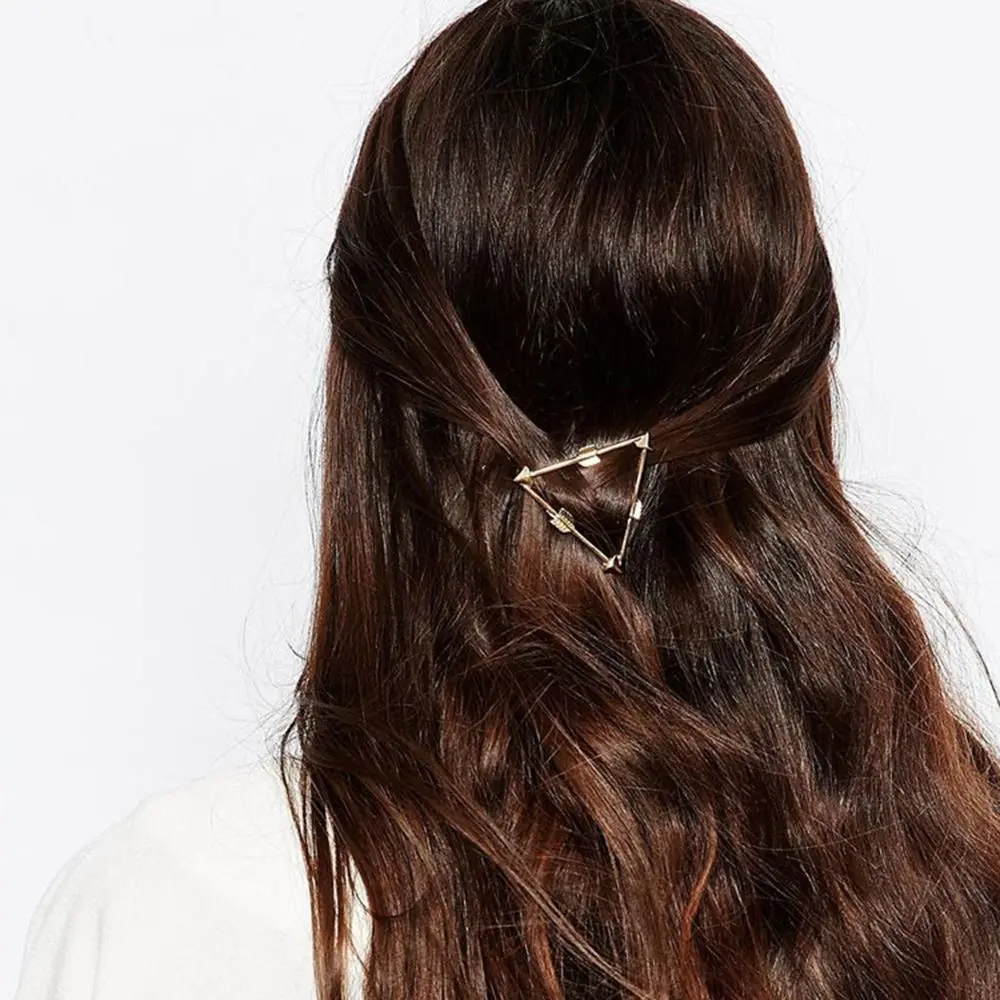 

Korean Simple Women Geometric Hollow Triangle Hairpin Gold Sliver Color Metal Hair Clip Hair Accessories For Dropshipping