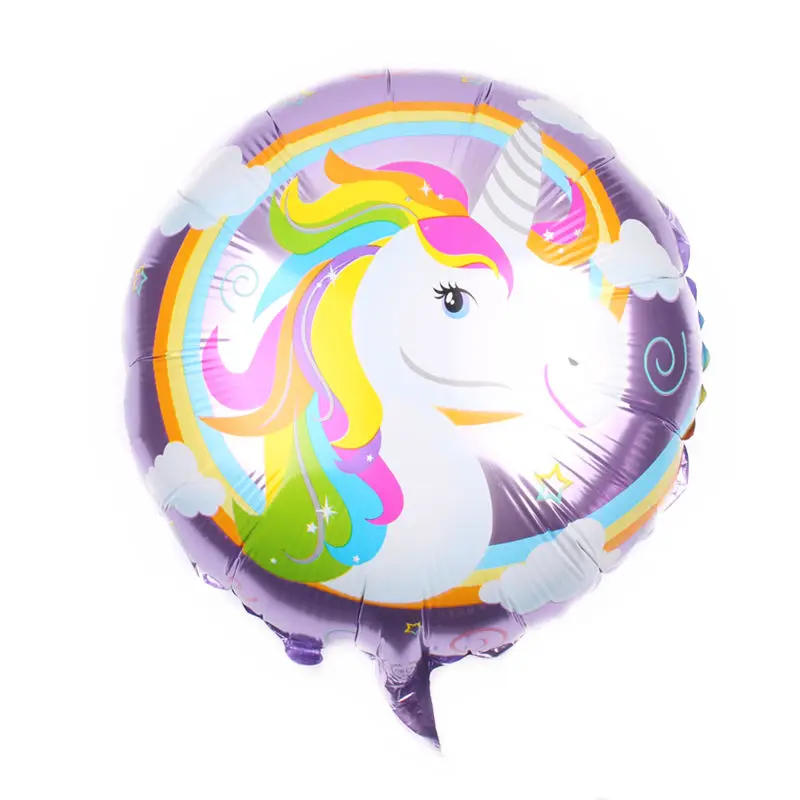 TSZWJ 18-дюймовый круглый Единорог алюминиевый шар Детская украшение для вечеринки игрушки высокого качества - Цвет: purple