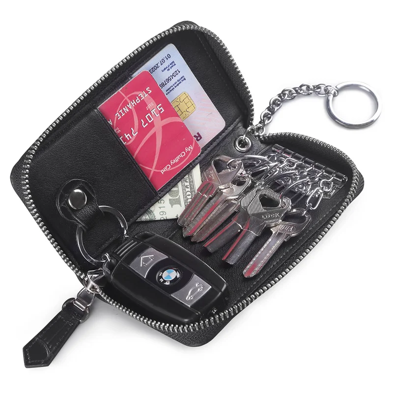 Etui Porte-Cl/é Cuir de Voiture Motif Crocodile Noir