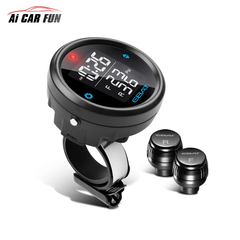 

ET-910AE EBAT Motorcycle TPMS Tire Pressure Monitor System 2-sensor Wireless LCD Display Moto alarm system