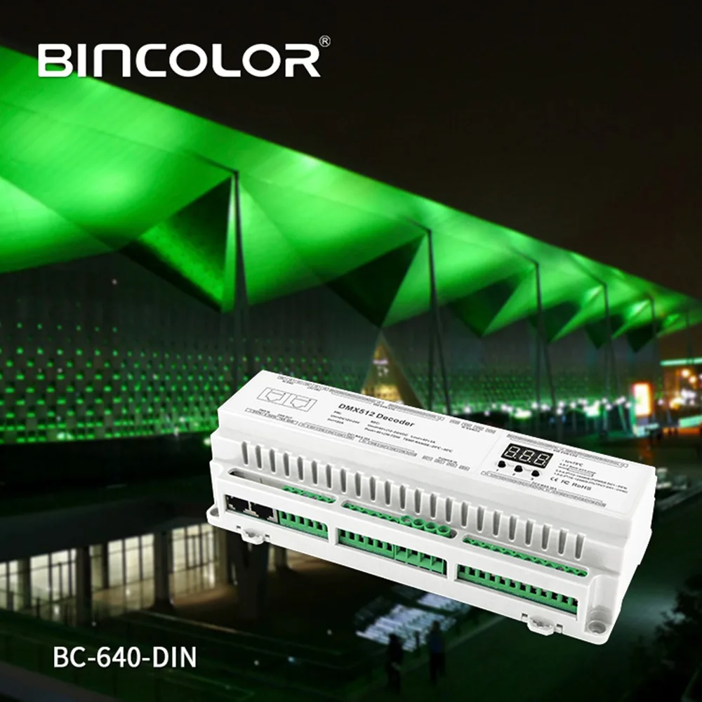 DMX512 DIN Rail40CH постоянное напряжение PWM Декодер 3 цифровой дисплей показывает