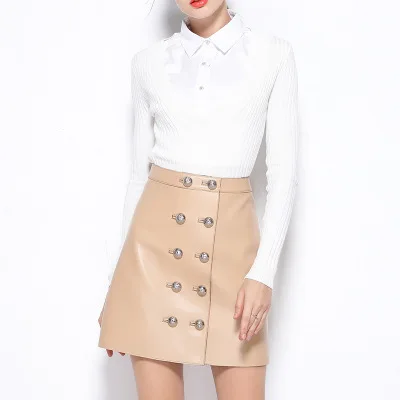

2019 New Fashion Genuine Sheep Leather Skirt E21