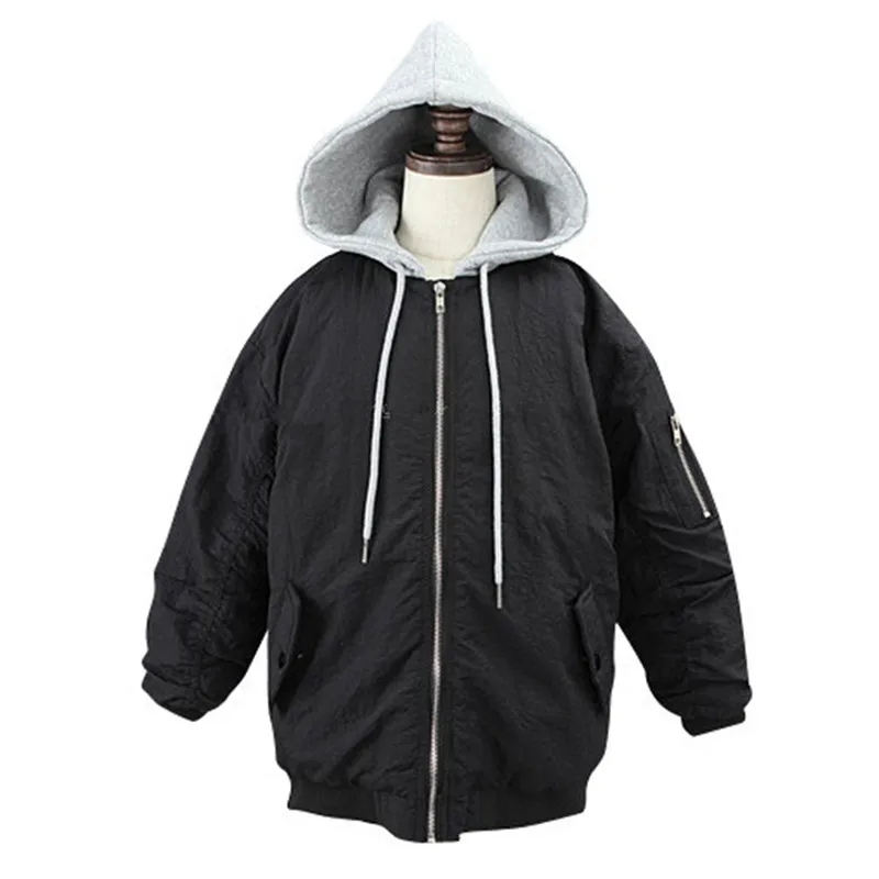 

3 to 8 years kids black hooded qulited bomber parkas jacket children fashion casual ribbed hem puffer jacket coat