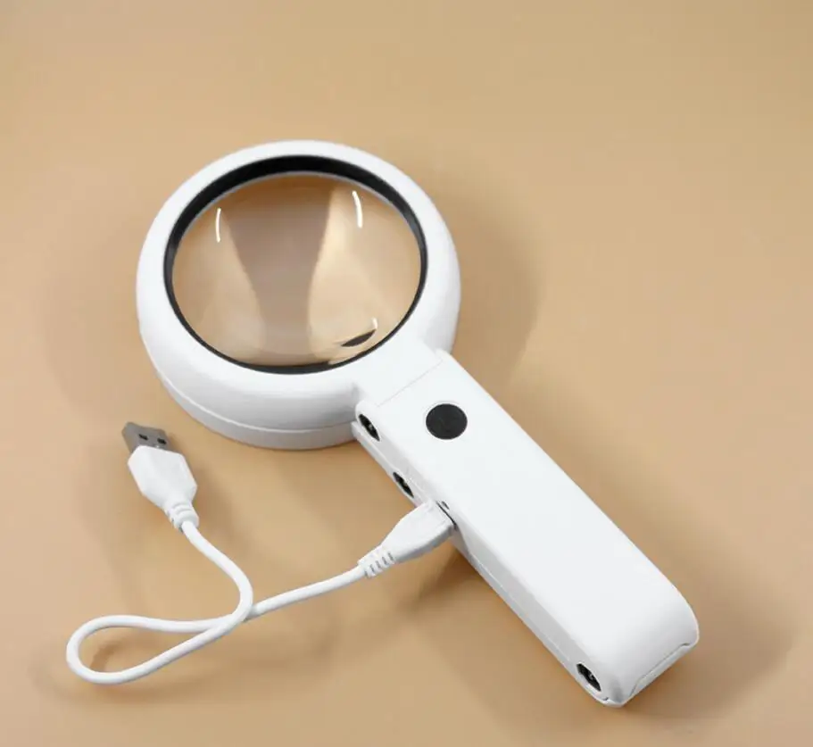 5X 11X USB Rechargeable Desktop Table Lamp Reading Magnifying Glass LED