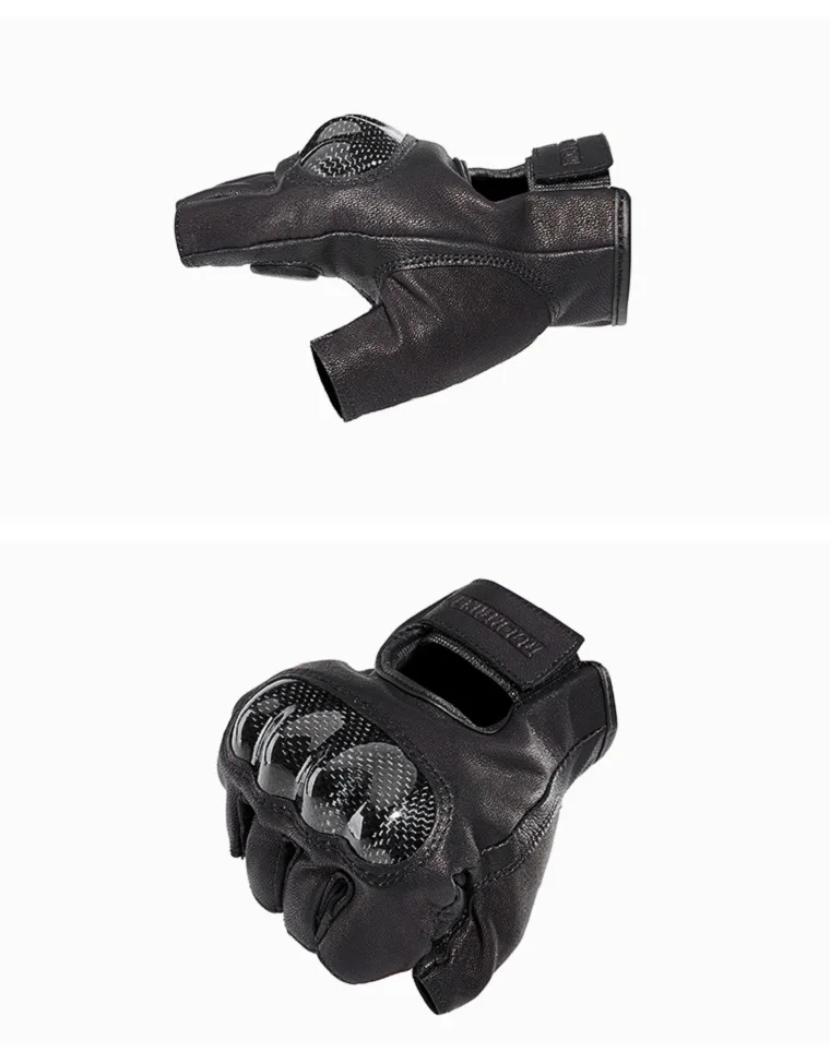 Новые летние Рок байкерские винтажные Мотоциклетные Перчатки локомотив половина пальца Автомобильная перчатка из углеродного волокна и кожи